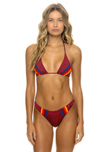 Classic 5 STRIPE LUXE BIKINI BOTTOMS - BURGUNDY