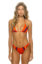 Classic 5 STRIPE LUXE TRIANGLE BIKINI TOP - ORANGE
