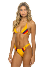 Classic 5 STRIPE LUXE TRIANGLE BIKINI TOP - HONEY