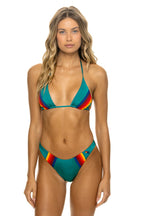 Classic 5 STRIPE LUXE TRIANGLE BIKINI TOP - TEAL