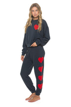Classic HEART STITCH RELAXED CREW SWEATSHIRT - CHARCOAL