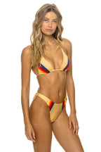 Classic 5 STRIPE LUXE TRIANGLE BIKINI TOP - GOLD