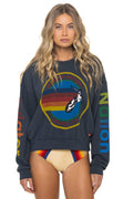 Classic AVIATOR NATION RELAXED VENICE CREW SWEATSHIRT - CHARCOAL