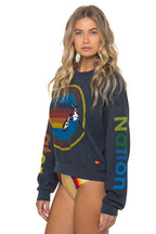 Classic AVIATOR NATION RELAXED VENICE CREW SWEATSHIRT - CHARCOAL