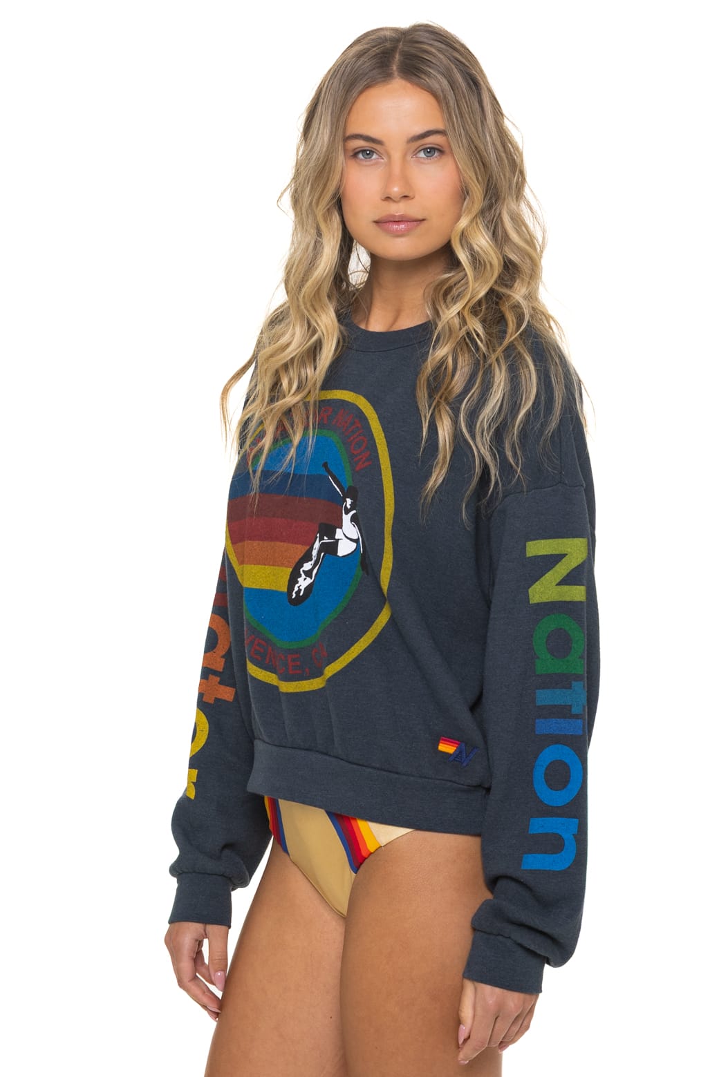 Classic AVIATOR NATION RELAXED VENICE CREW SWEATSHIRT - CHARCOAL