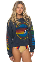 Classic AVIATOR NATION RELAXED VENICE CREW SWEATSHIRT - CHARCOAL