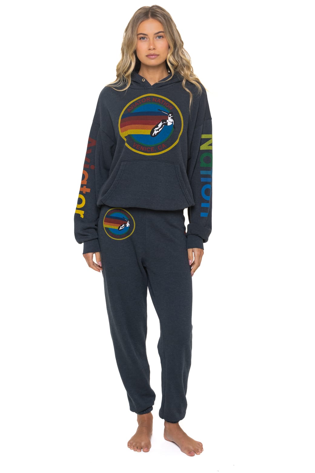 Classic AVIATOR NATION RELAXED VENICE PULLOVER HOODIE - CHARCOAL