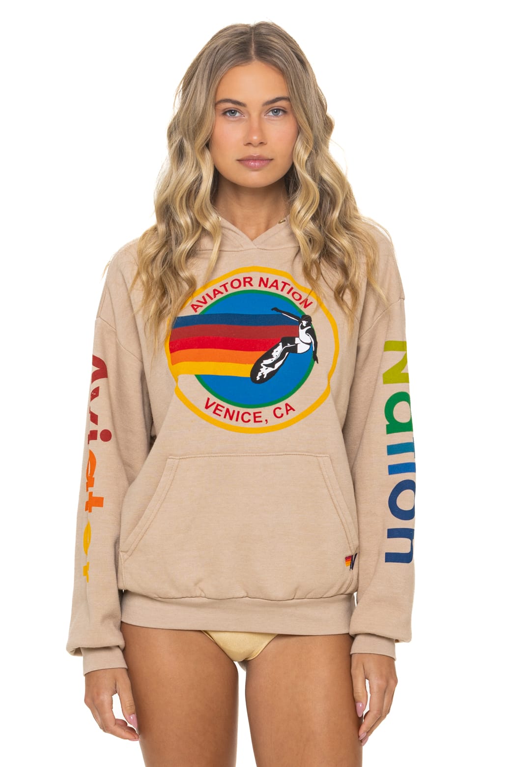 Classic AVIATOR NATION RELAXED VENICE PULLOVER HOODIE - SAND