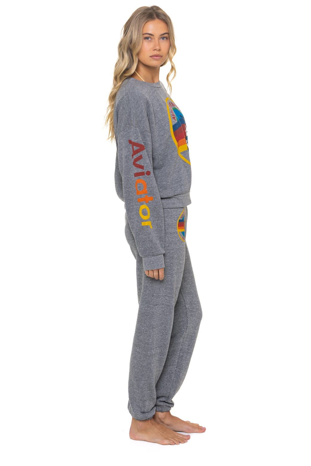 Classic AVIATOR NATION RELAXED VENICE CREW SWEATSHIRT - HEATHER GREY