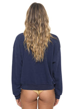 Classic BOLT STITCH RELAXED CREW SWEATSHIRT - NAVY WHITE