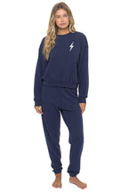 Classic BOLT STITCH RELAXED CREW SWEATSHIRT - NAVY WHITE