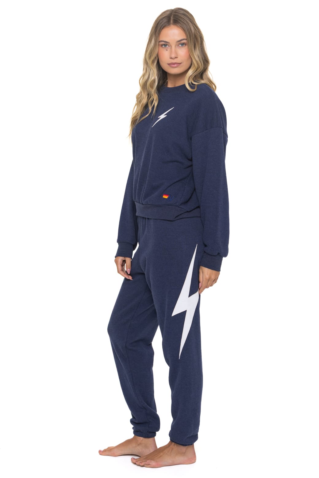 Classic BOLT STITCH RELAXED CREW SWEATSHIRT - NAVY WHITE