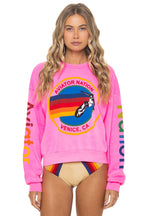 Classic AVIATOR NATION RELAXED VENICE CREW SWEATSHIRT - NEON PINK