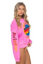 Classic AVIATOR NATION RELAXED VENICE CREW SWEATSHIRT - NEON PINK