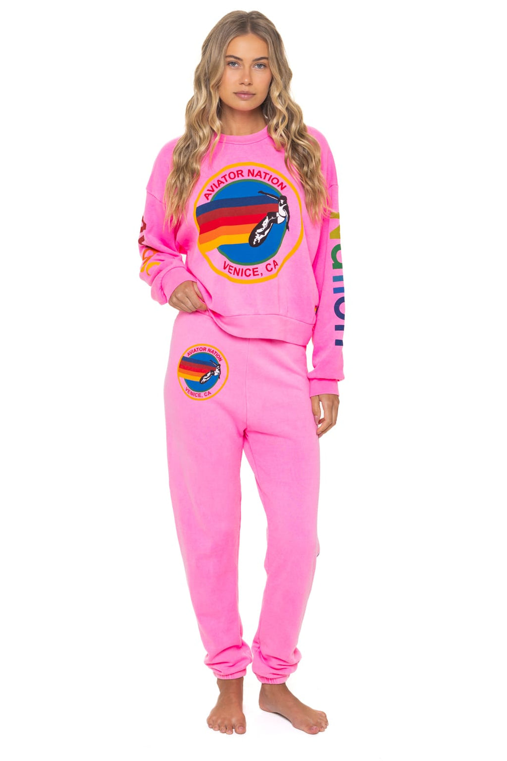 Classic AVIATOR NATION VENICE SWEATPANTS - NEON PINK