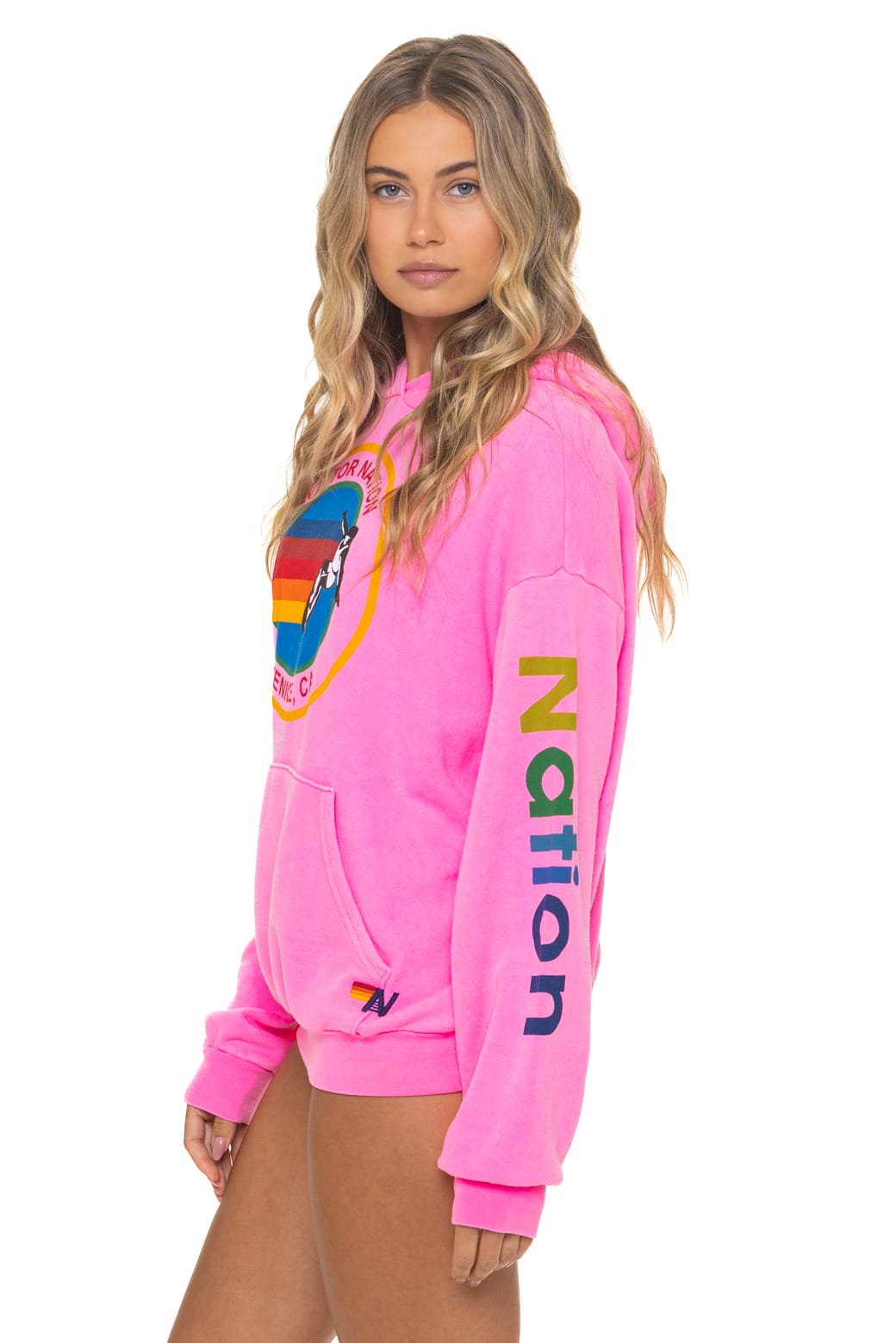 Classic AVIATOR NATION RELAXED VENICE PULLOVER HOODIE - NEON PINK