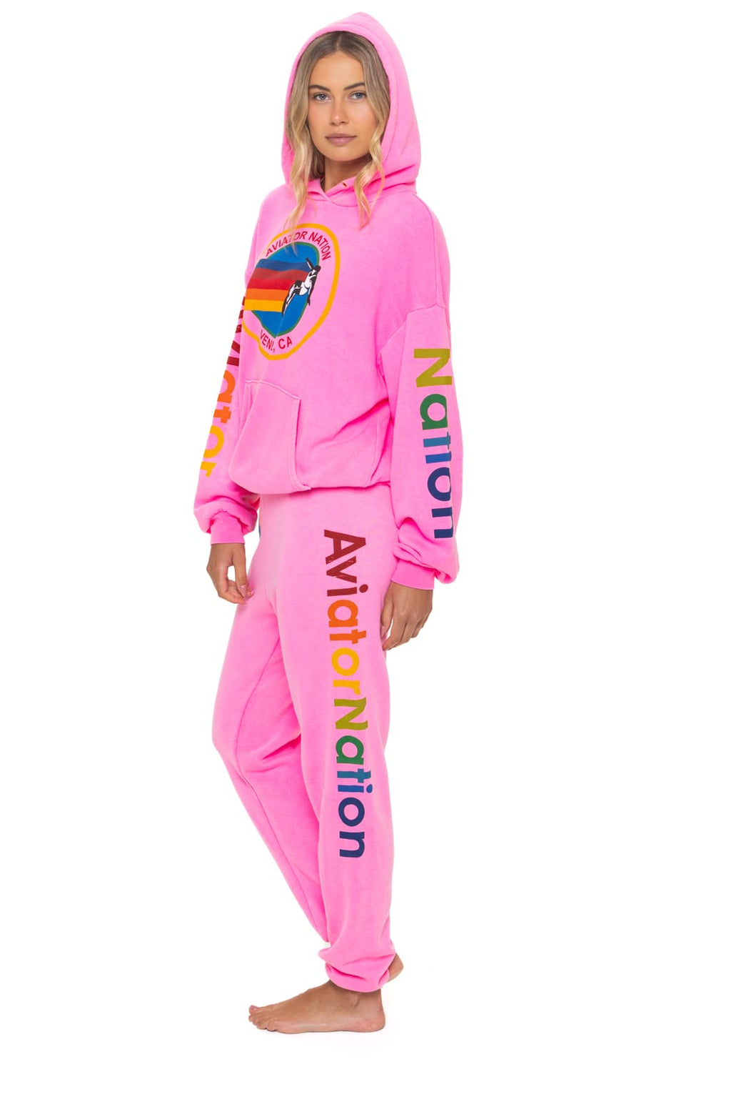 Classic AVIATOR NATION RELAXED VENICE PULLOVER HOODIE - NEON PINK