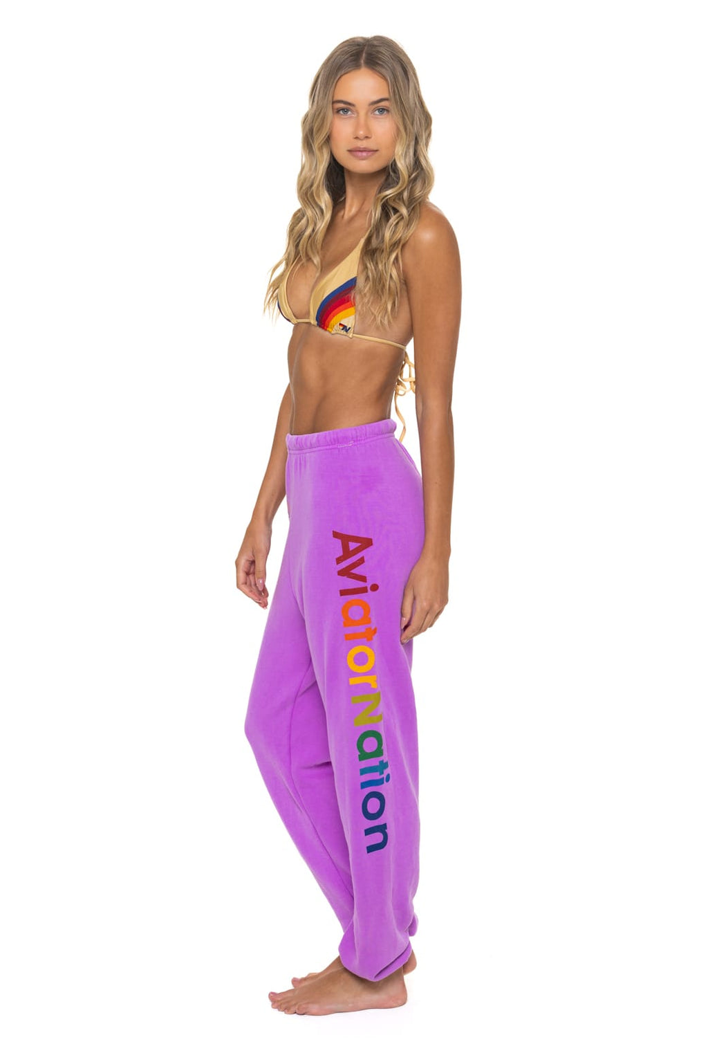Classic AVIATOR NATION VENICE SWEATPANTS - NEON PURPLE