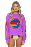 Classic AVIATOR NATION RELAXED VENICE CREW SWEATSHIRT - NEON PURPLE