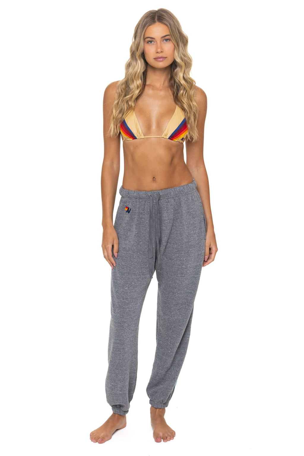 Classic 5 STRIPE SWEATPANTS - HEATHER GREY BLUE