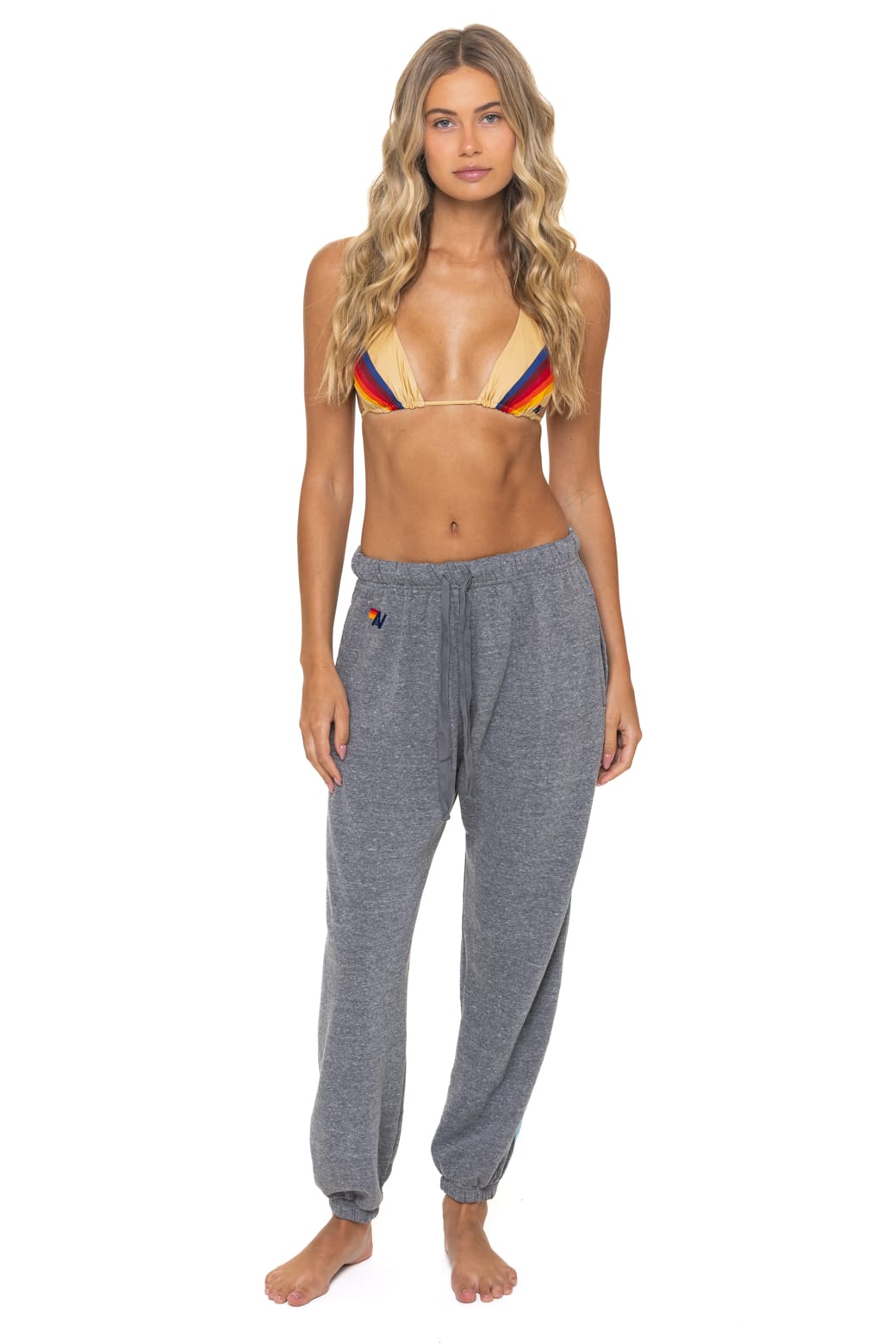 Classic 5 STRIPE SWEATPANTS - HEATHER GREY BLUE