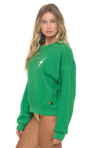 Classic BOLT STITCH RELAXED CREW SWEATSHIRT - KELLY GREEN WHITE