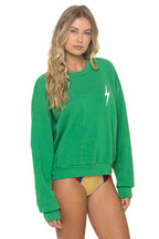 Classic BOLT STITCH RELAXED CREW SWEATSHIRT - KELLY GREEN WHITE