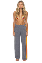 Classic 5 STRIPE WIDE LEG POCKET SWEATPANTS - HEATHER GREY