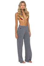 Classic 5 STRIPE WIDE LEG POCKET SWEATPANTS - HEATHER GREY