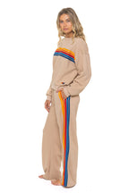 Classic 5 STRIPE RELAXED CREW SWEATSHIRT - SAND