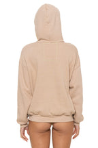 Classic 5 STRIPE RELAXED PULLOVER HOODIE - SAND