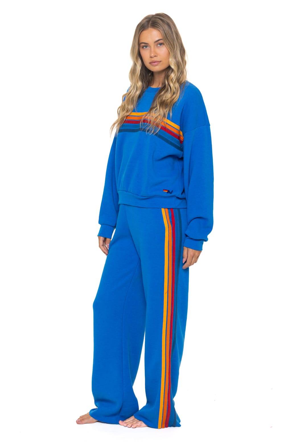 Classic 5 STRIPE RELAXED CREW SWEATSHIRT - OCEAN