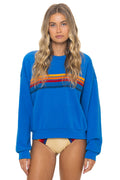 Classic 5 STRIPE RELAXED CREW SWEATSHIRT - OCEAN