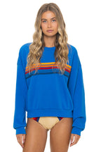 Classic 5 STRIPE RELAXED CREW SWEATSHIRT - OCEAN