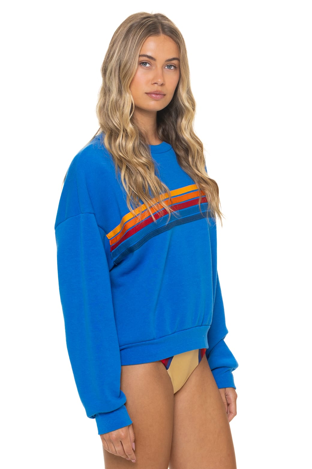Classic 5 STRIPE RELAXED CREW SWEATSHIRT - OCEAN