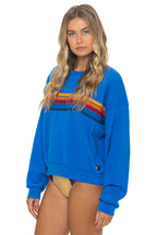 Classic 5 STRIPE RELAXED CREW SWEATSHIRT - OCEAN