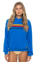 Classic 5 STRIPE RELAXED PULLOVER HOODIE - OCEAN