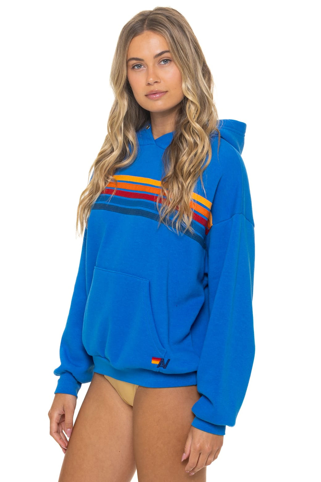 Classic 5 STRIPE RELAXED PULLOVER HOODIE - OCEAN