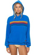 Classic 5 STRIPE RELAXED PULLOVER HOODIE - OCEAN