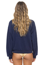 Classic 5 STRIPE RELAXED CREW SWEATSHIRT - NAVY