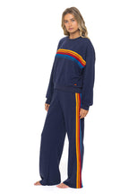 Classic 5 STRIPE RELAXED CREW SWEATSHIRT - NAVY