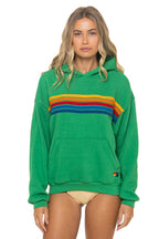 Classic 5 STRIPE RELAXED PULLOVER HOODIE - KELLY GREEN