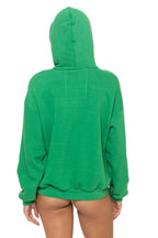 Classic 5 STRIPE RELAXED PULLOVER HOODIE - KELLY GREEN