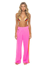 Classic 5 STRIPE WIDE LEG POCKET SWEATPANTS - NEON PINK