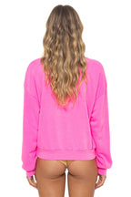Classic 5 STRIPE RELAXED CREW SWEATSHIRT - NEON PINK