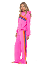 Classic 5 STRIPE WIDE LEG POCKET SWEATPANTS - NEON PINK