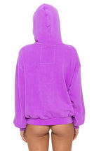Classic 5 STRIPE RELAXED PULLOVER HOODIE - NEON PURPLE