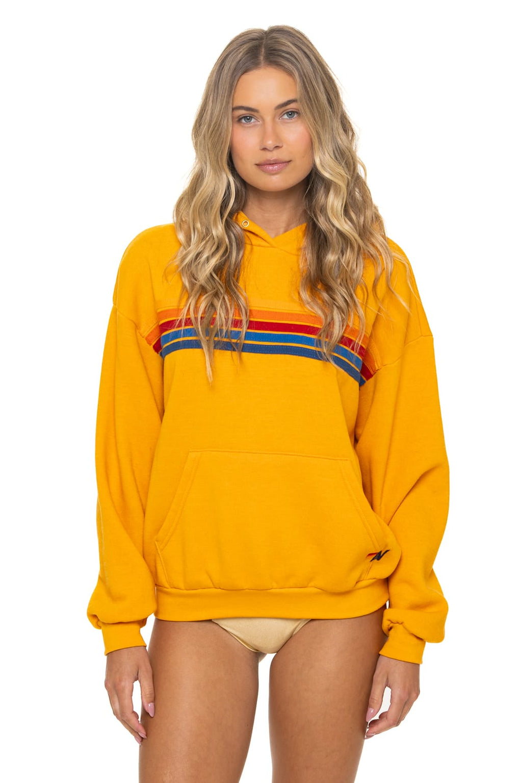 Classic 5 STRIPE RELAXED PULLOVER HOODIE - VINTAGE GOLD