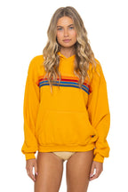 Classic 5 STRIPE RELAXED PULLOVER HOODIE - VINTAGE GOLD