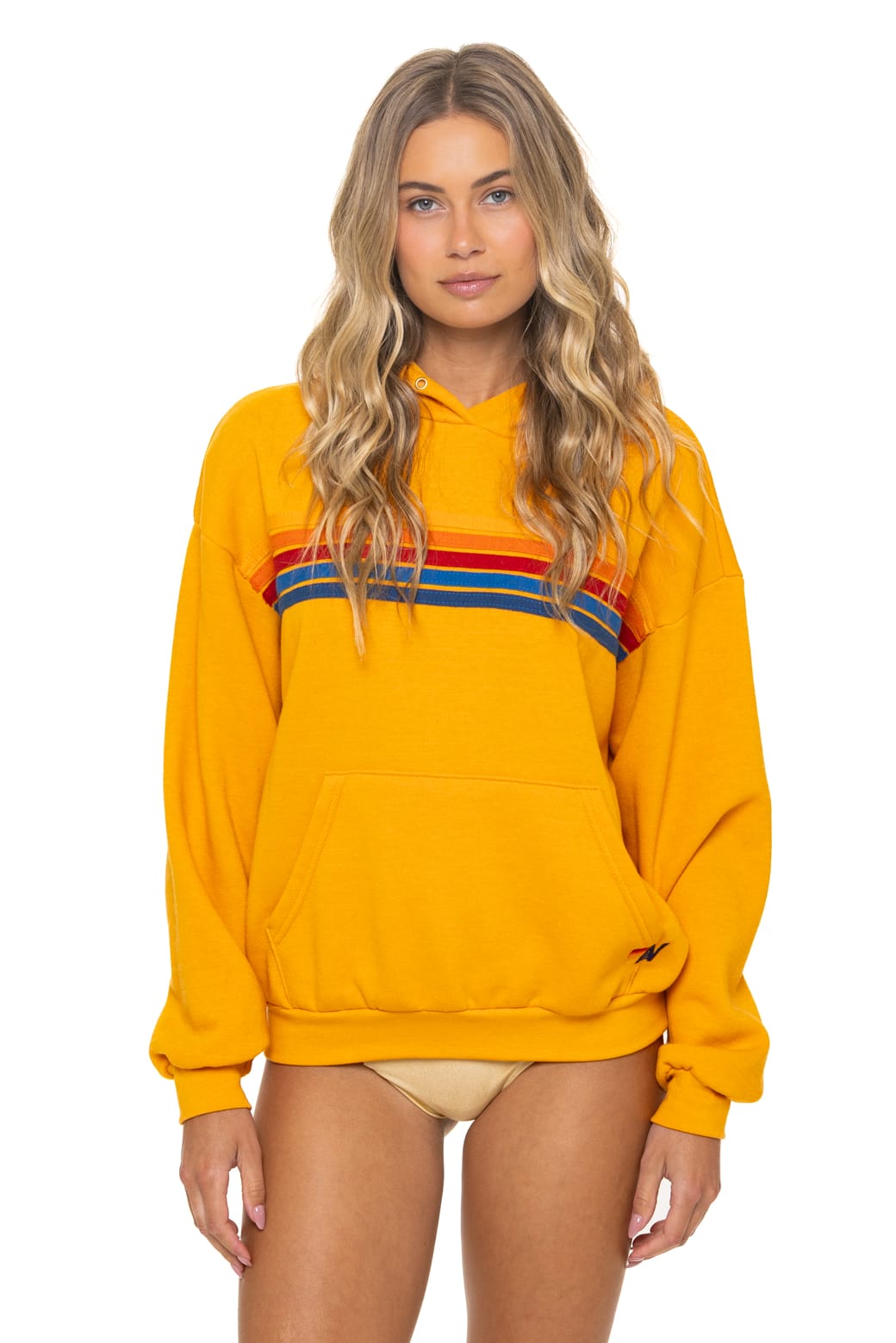 Classic 5 STRIPE RELAXED PULLOVER HOODIE - VINTAGE GOLD
